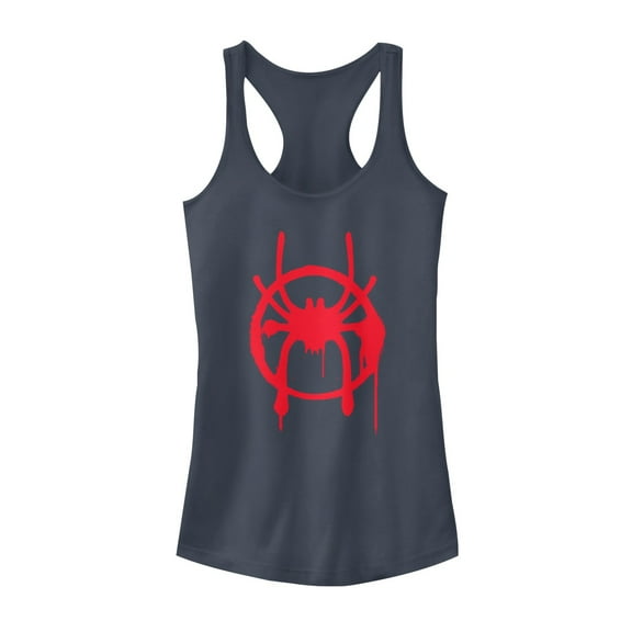Junior's Marvel Spider-Man: Into the Spider-Verse Symbol  Racerback Tank Top Indigo Medium