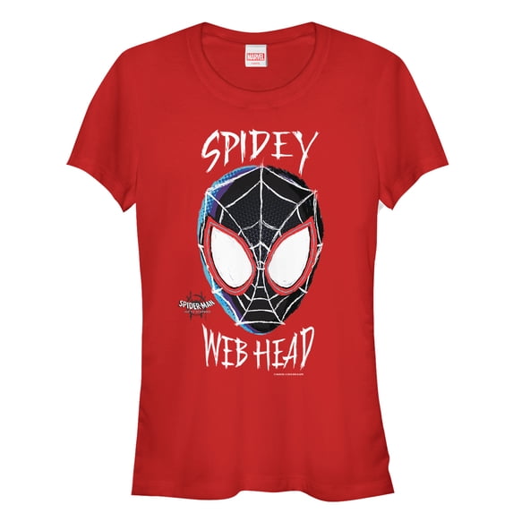 Junior's Marvel Spider-Man: Into the Spider-Verse Web Head Graphic Tee Red Medium