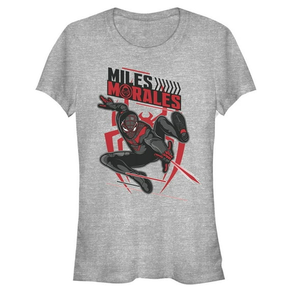 Junior's Marvel Spider-Man: Miles Morales Game Swing Graphic Tee Athletic Heather Large