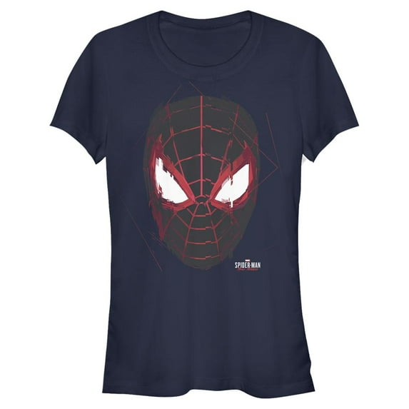 Junior's Marvel Spider-Man: Miles Morales Glitch Mask Graphic Tee Navy Blue Small
