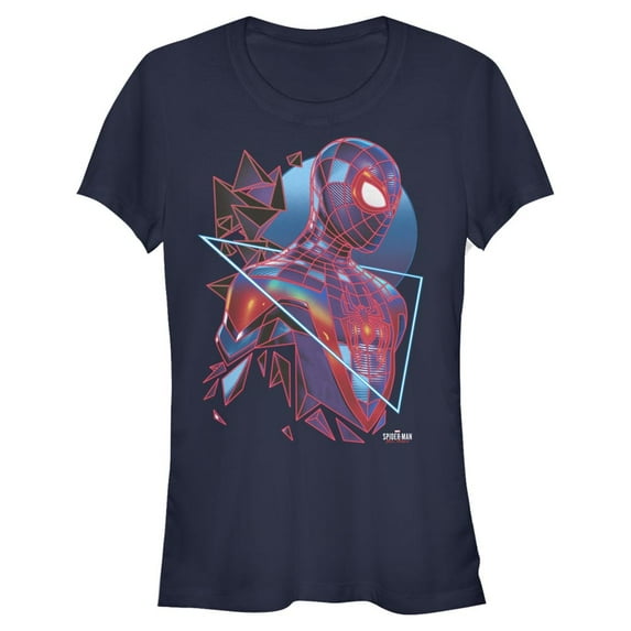 Junior's Marvel Spider-Man: Miles Morales Retro Hero Graphic Tee Navy Blue Small