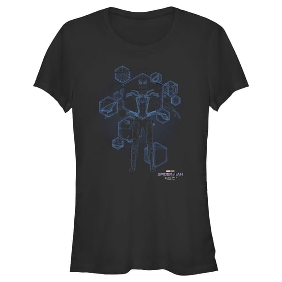 Junior's Marvel Spider-Man: No Way Home Black Suit Blueprint Graphic Tee Black Medium