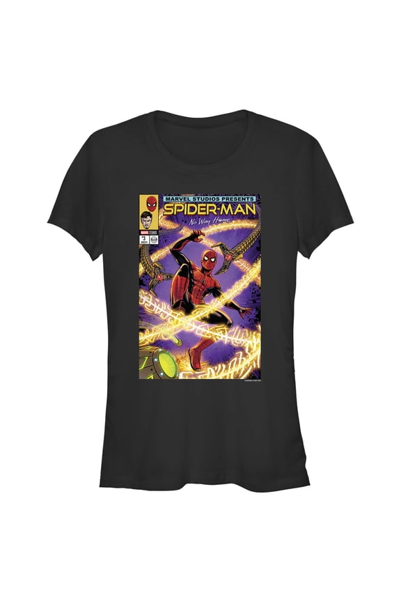 Junior's Marvel Spider-Man: No Way Home Doc Ock Comic Cover Graphic Tee Black Large