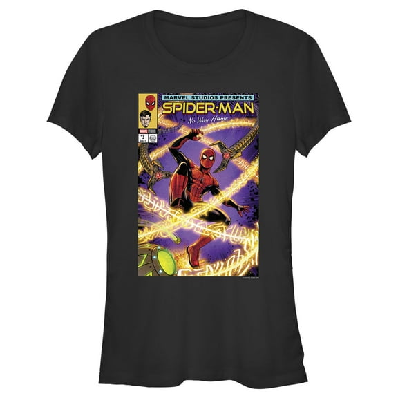 Junior's Marvel Spider-Man: No Way Home Doc Ock Comic Cover  Graphic Tee Black Small