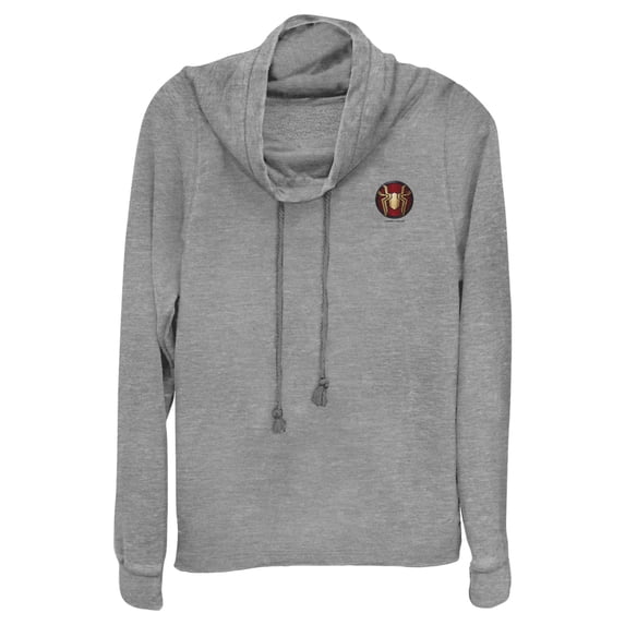 Junior's Marvel Spider-Man: No Way Home Gold Spider Pocket Logo Cowl Neck Sweatshirt Gray Heather 2X Large