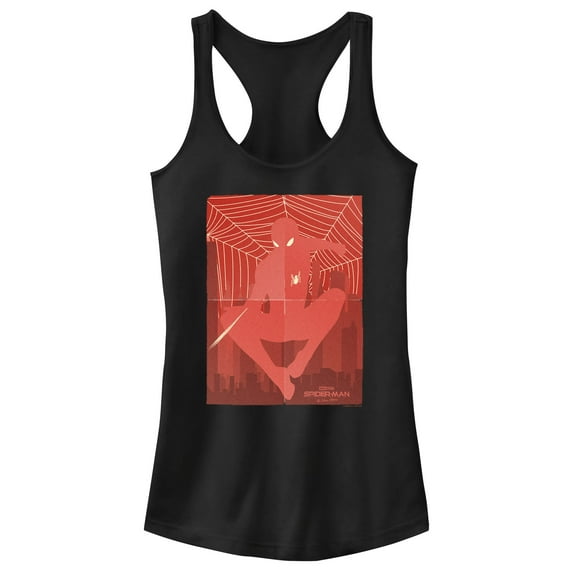 Junior's Marvel Spider-Man: No Way Home Red Poster Racerback Tank Top Black Medium
