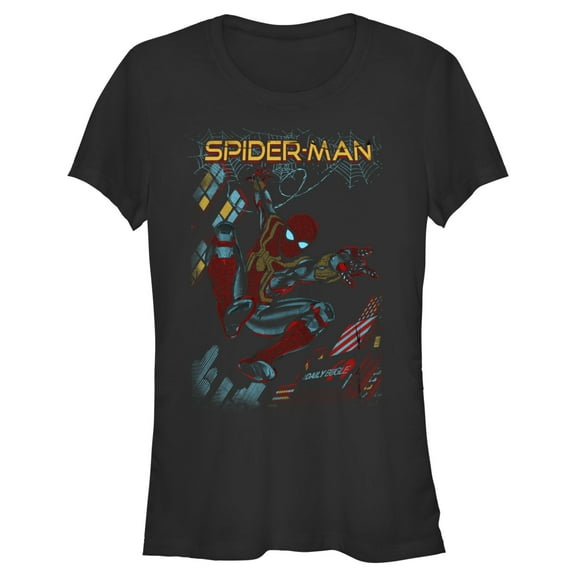 Junior's Marvel Spider-Man: No Way Home Slinging Cover  Graphic Tee Black Small