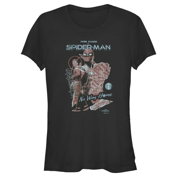 Junior's Marvel Spider-Man: No Way Home Unmasked  Graphic Tee Black Small