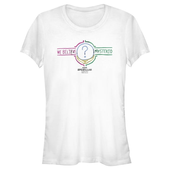 Junior's Marvel Spider-Man: No Way Home We Believe Mysterio Small Graphic Tee White Medium