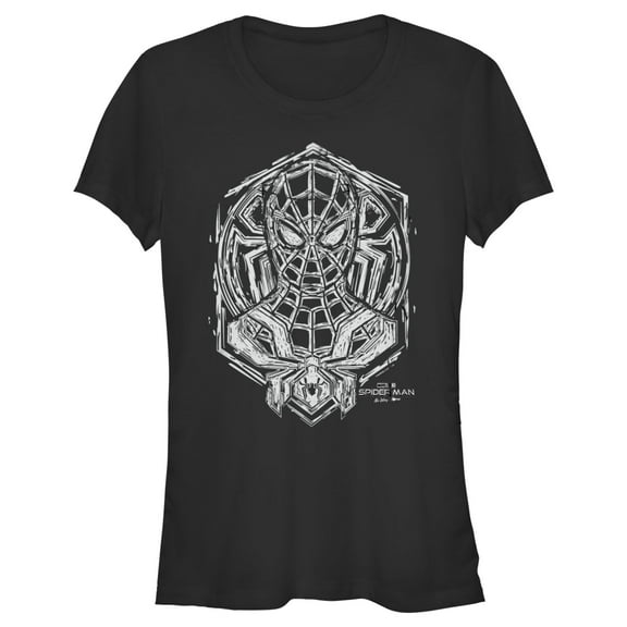 Junior's Marvel Spider-Man: No Way Home White Sketch  Graphic Tee Black Large