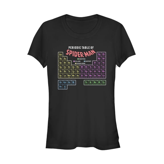 Junior's Marvel Spider-Man Periodic Table Graphic Tee Black X Large