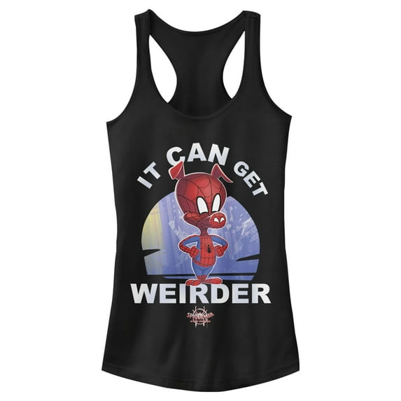 Junior's Marvel Spider-Man Spiderverse Spider-Ham Weirder Racerback Tank Top Black X Large
