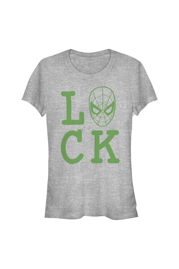 Junior's Marvel Spider-Man St. Patrick's Day Spidey Luck Graphic Tee Athletic Heather Medium