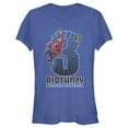 thumbnail image 1 of Junior's Marvel Spider-Man Swinging 3rd Birthday  Graphic Tee Royal Blue Medium, 1 of 2
