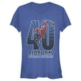 thumbnail image 1 of Junior's Marvel Spider-Man Swinging 40th Birthday  Graphic Tee Royal Blue X Large, 1 of 2