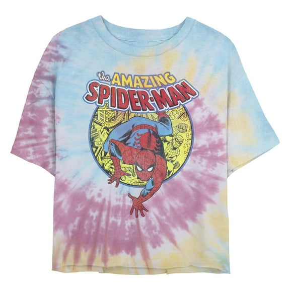 Juniors' Marvel: Spider-Man The Amazing Spider Retro Cropped T-Shirt