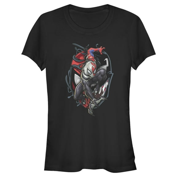 Junior's Marvel Spider-Man Venom Mask Symbol  Graphic Tee Black 2X Large