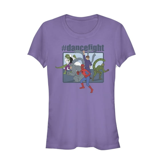 Junior's Marvel Spider-Man #dancefight Party Graphic Tee Purple 2X Large