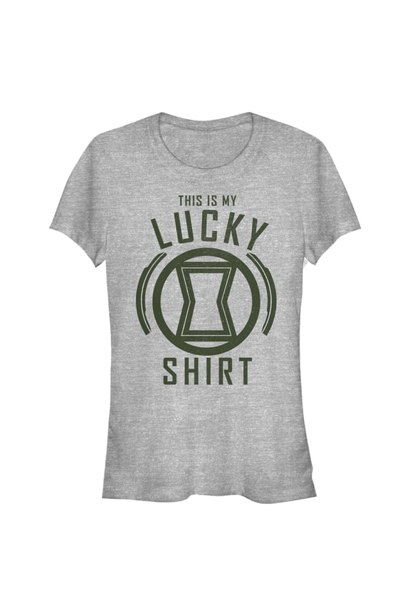 Junior's Marvel St. Patrick's Day Black Widow My Lucky Shirt Graphic Tee Athletic Heather Medium