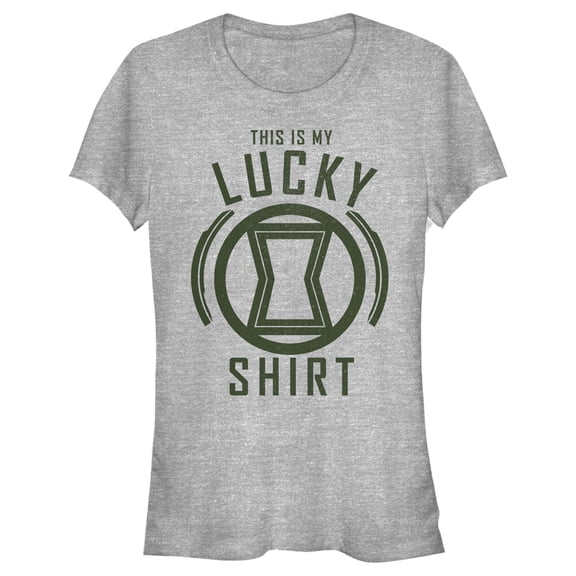 Junior's Marvel St. Patrick's Day Black Widow My Lucky Shirt Graphic Tee Athletic Heather X Large
