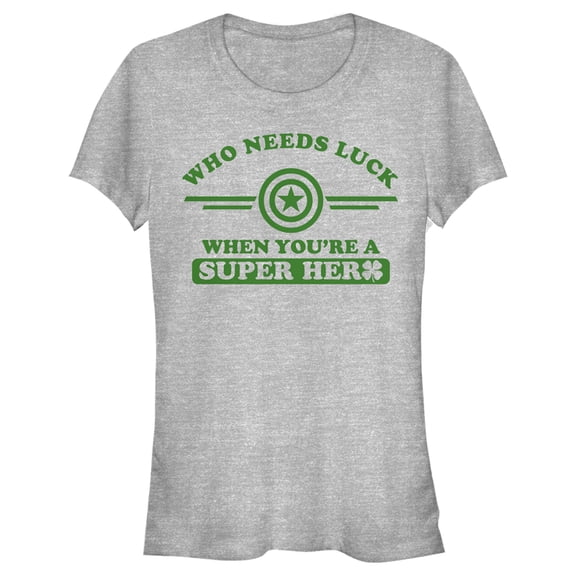 Junior's Marvel St. Patrick's Day Captain America No Luck Needed Graphic T-Shirt