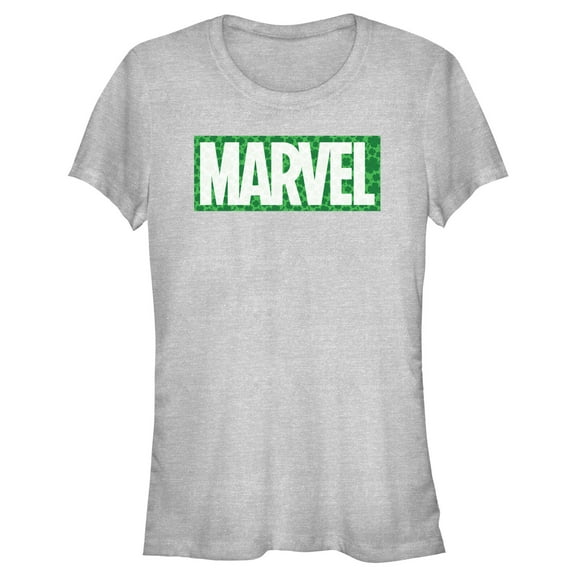 Junior's Marvel St. Patrick's Day Clover Logo Graphic Tee Athletic Heather Large