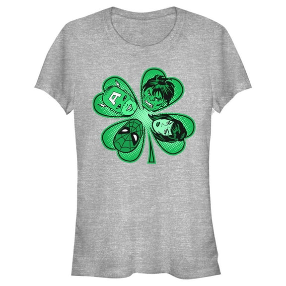 Junior's Marvel St. Patrick's Day Hero Four-Leaf Clover Graphic Tee Athletic Heather Large