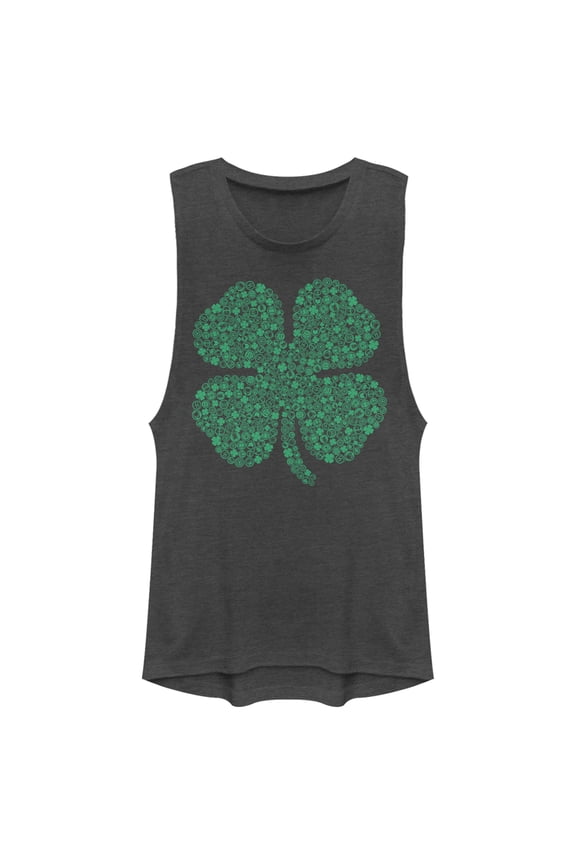 Junior's Marvel St. Patrick's Day Hero Icon Clover  Festival Muscle Graphic Tee Charcoal X Small