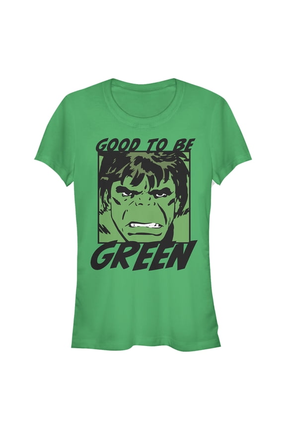 Junior's Marvel St. Patrick's Day Hulk Good to be Green Graphic Tee Kelly Green X Large