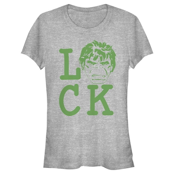 Junior's Marvel St. Patrick's Day Hulk Luck  Graphic Tee Athletic Heather X Large