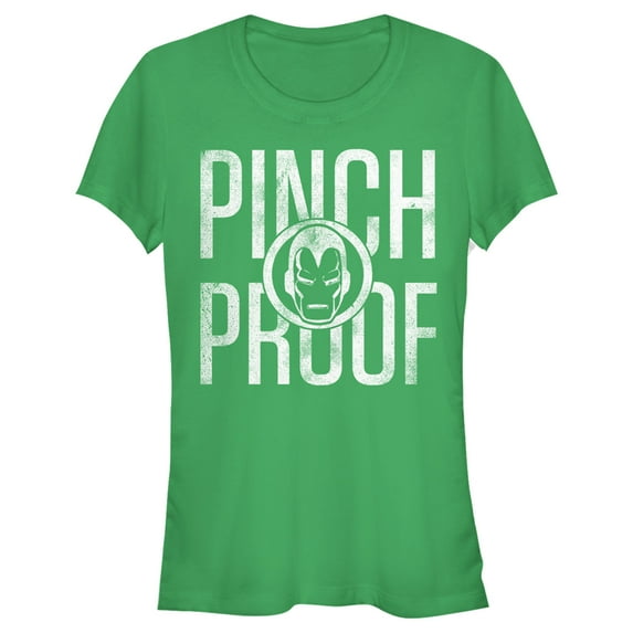 Junior's Marvel St. Patrick's Day Iron Man Pinch Proof Graphic Tee Kelly Green Small
