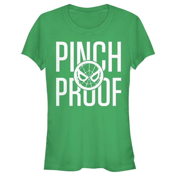 Junior's Marvel St. Patrick's Day Spider-Man Pinch Proof Graphic Tee Kelly Green Large