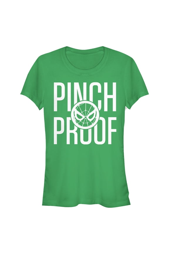 Junior's Marvel St. Patrick's Day Spider-Man Pinch Proof Graphic Tee Kelly Green Large