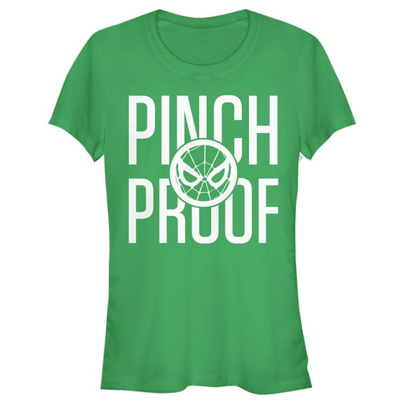 Junior's Marvel St. Patrick's Day Spider-Man Pinch Proof  Graphic Tee Kelly Green Medium