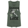 thumbnail image 1 of Junior's Marvel St. Patrick's Day Thor My Hammer Needs No Luck  Festival Muscle Graphic Tee Pine Green Heather X Small, 1 of 4
