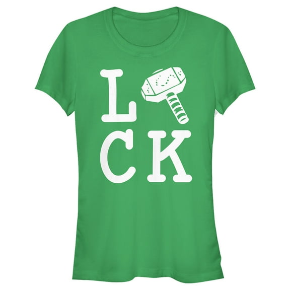 Junior's Marvel St. Patrick's Day Thor's Hammer Is Lucky Graphic Tee Kelly Green Large