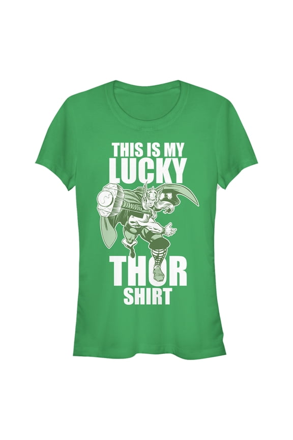 Junior's Marvel St. Patrick's Thor This Is My Lucky Graphic Tee Kelly Green Large