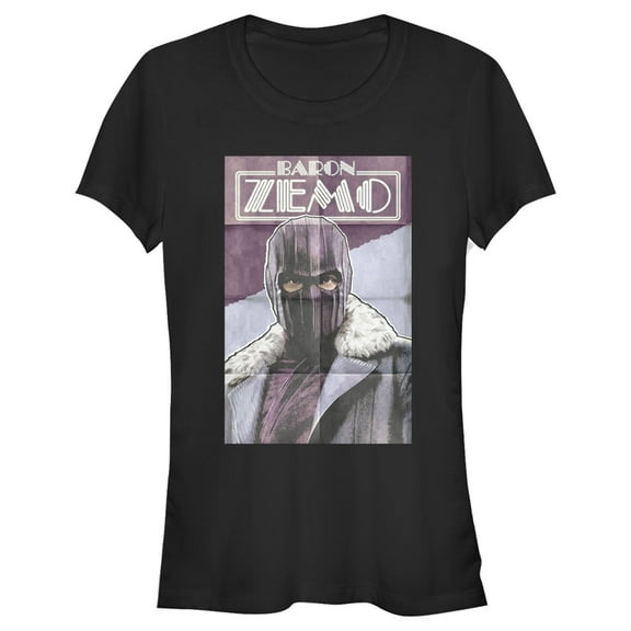 Junior's Marvel The Falcon and the Winter Soldier Baron Zemo Portrait  Graphic Tee Black Medium
