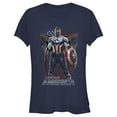 thumbnail image 1 of Junior's Marvel The Falcon and the Winter Soldier Captain America Ready  Graphic Tee Navy Blue Large, 1 of 3