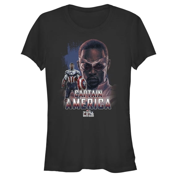 Junior's Marvel The Falcon and the Winter Soldier Captain America Stance Graphic Tee Black Large