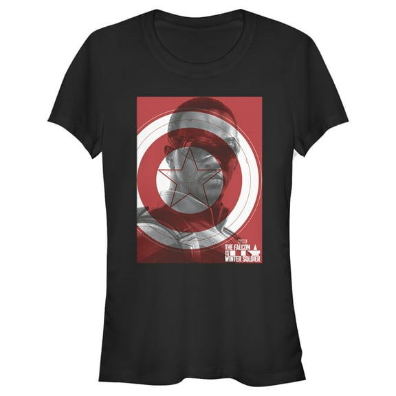 Junior's Marvel The Falcon and the Winter Soldier Falcon Shield  Graphic Tee Black 2X Large