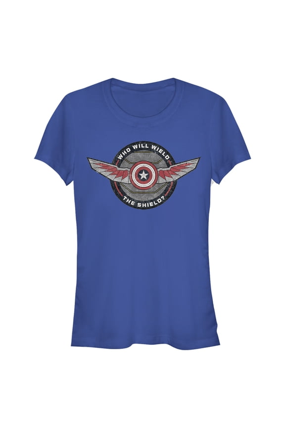 Junior's Marvel The Falcon and the Winter Soldier Wield Logo Graphic Tee Royal Blue Medium