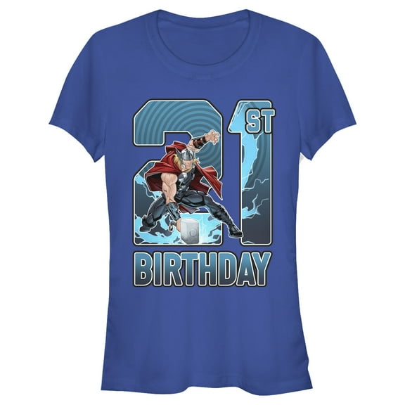 Junior's Marvel Thor Hammer 21st Birthday  Graphic T-Shirt
