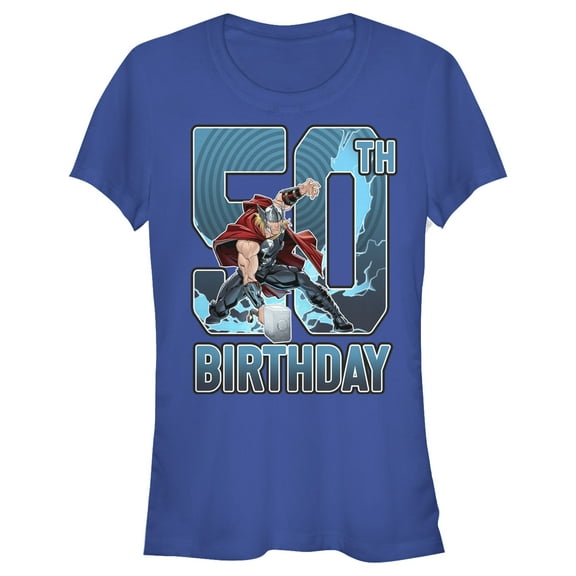 Junior's Marvel Thor Hammer 50th Birthday  Graphic T-Shirt