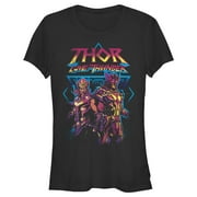 Juniors Marvel Thor Love and Thunder Distressed Main Characters Graphic Tee Black 2X Large