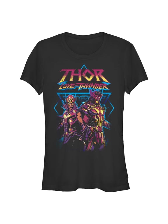 Junior's Marvel: Thor: Love and Thunder Distressed Main Characters Graphic Tee Black Small