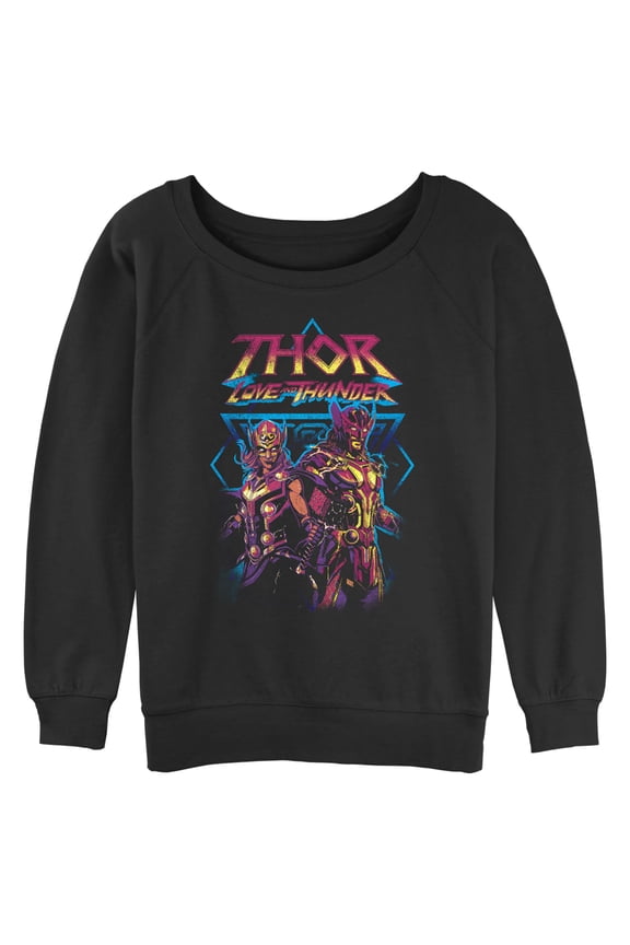 Junior's Marvel: Thor: Love and Thunder Distressed Main Characters Sweatshirt Black Large