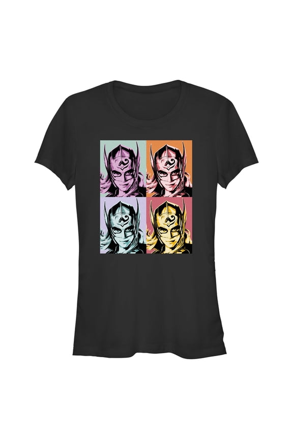 Junior's Marvel: Thor: Love and Thunder Jane Poster Pop Art Graphic Tee Black 2X Large