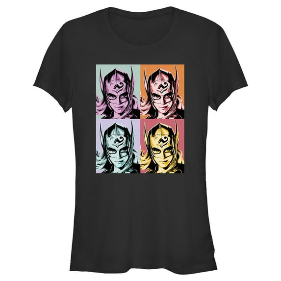 Junior's Marvel: Thor: Love and Thunder Jane Poster Pop Art Graphic Tee Black Small