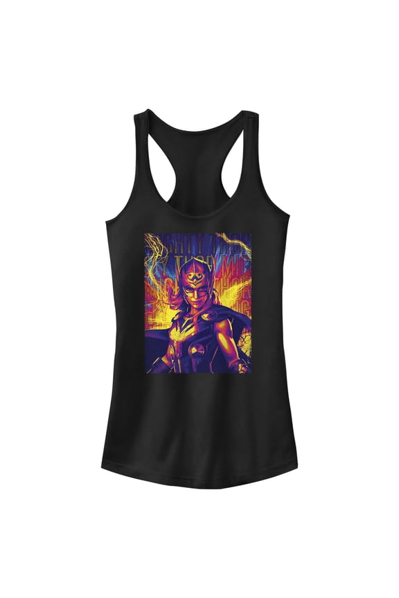 Junior's Marvel: Thor: Love and Thunder Mighty Jane Foster Racerback Tank Top Black Small